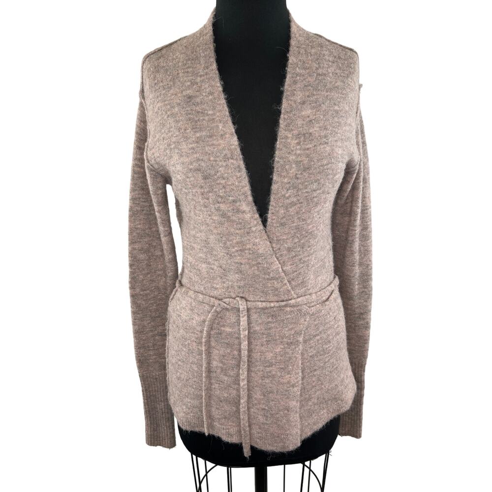 Wilfred Free GiGi Wrap Cardigan Pink Fuzzy Knit Long Sleeve Wool Alpaca Small S